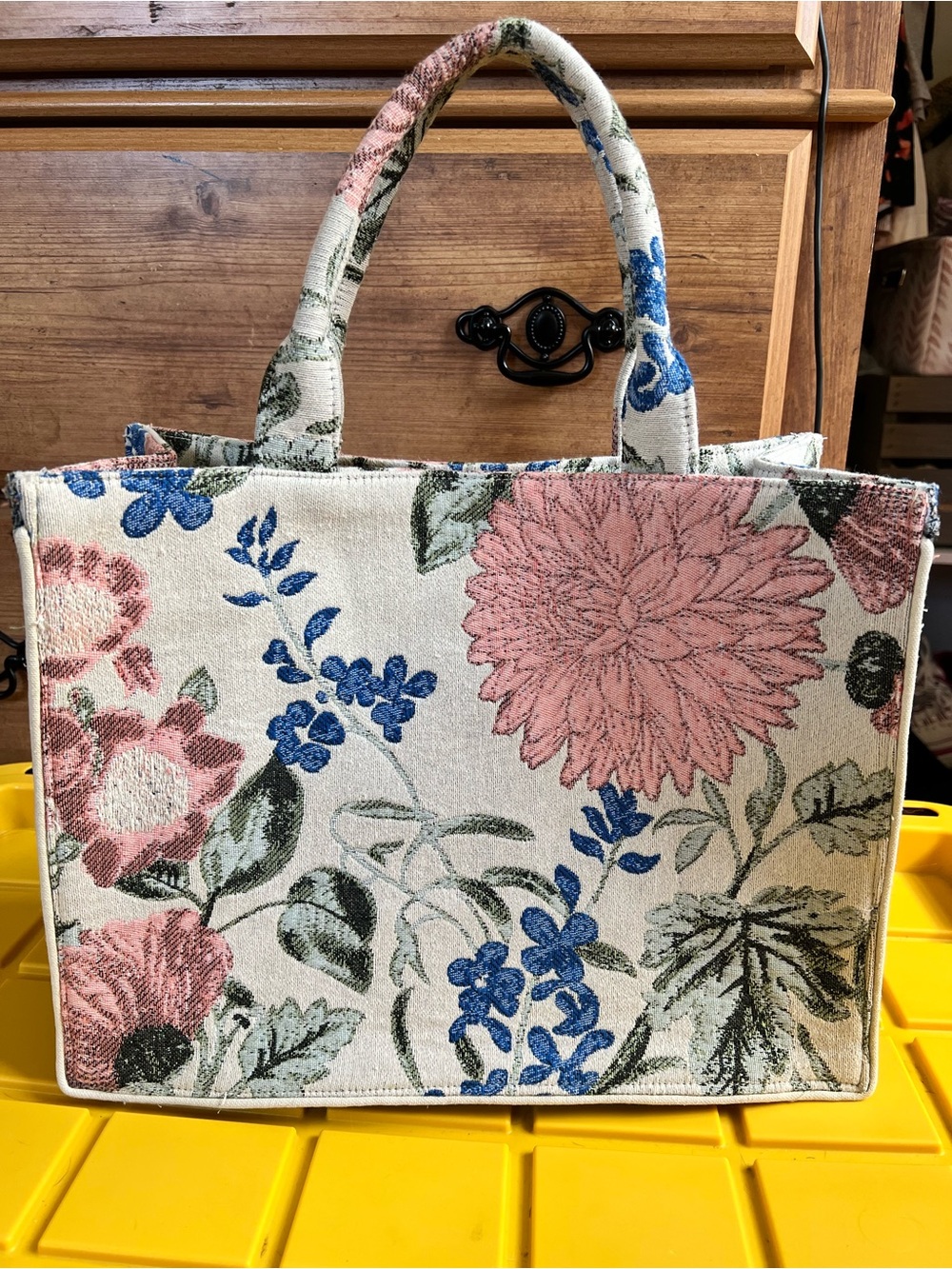 Antik Kraft Floral Tapestry Tote in Pink, Blue and Cream